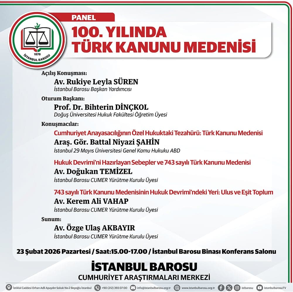 100. Yılında Türk Kanunu Medenisi