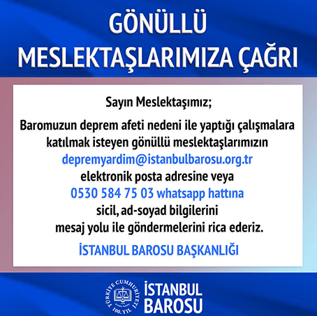 Gönüllü Meslektaşlarımıza Çağrı