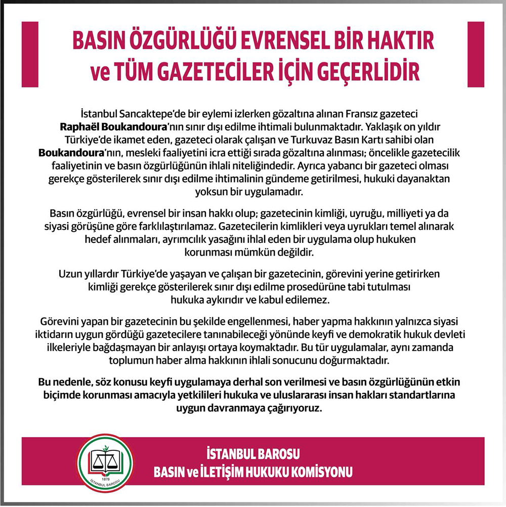 Basın Özgürlüğü Evrensel Bir Haktır ve Tüm Gazeteciler İçin Geçerlidir