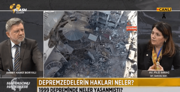 Başkanımız Av. Filiz Saraç Flash Haber TV'de Depremle İlgili Açıklamalarda Bulundu