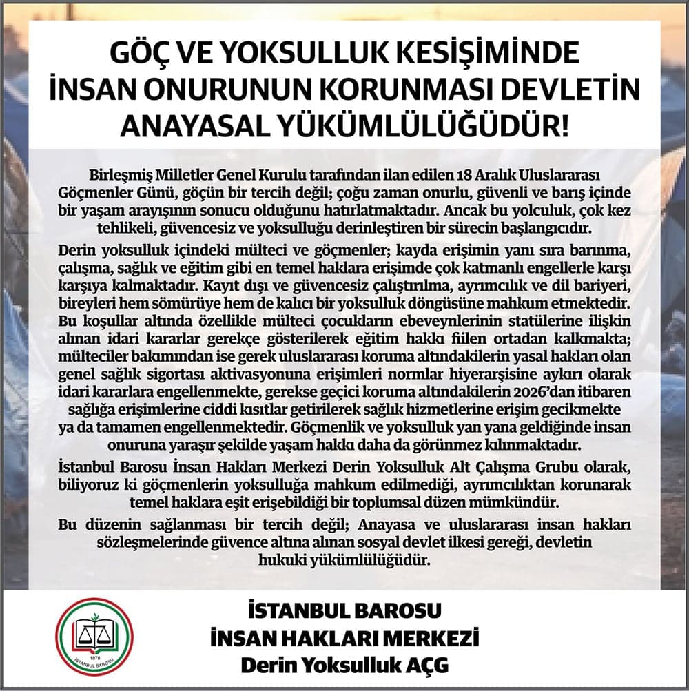 Göç ve Yoksulluk Kesişiminde İnsan Onurunun Korunması Devletin Anayasal Yükümlülüğüdür