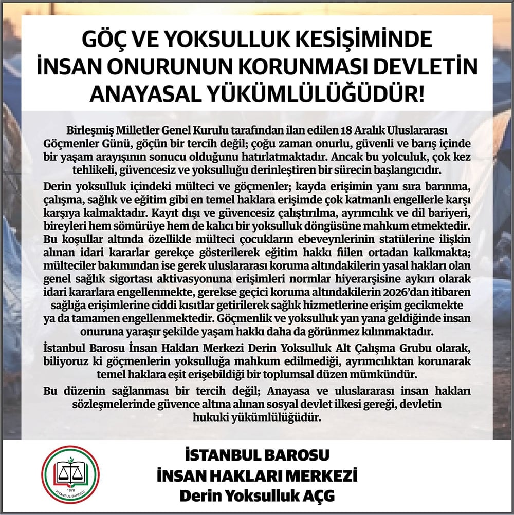 Göç ve Yoksulluk Kesişiminde İnsan Onurunun Korunması Devletin Anayasal Yükümlülüğüdür