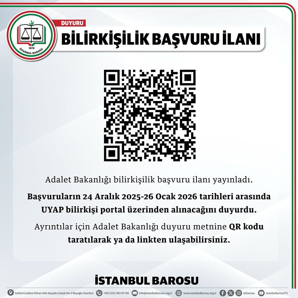 Bilirkişilik Başvuruları Hakkında Duyuru