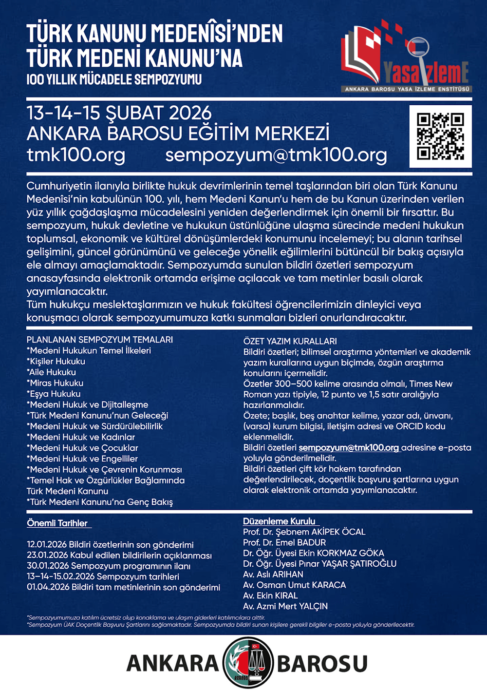 Türk Kanunu Medenîsi’nden Türk Medeni Kanunu’na 100 Yıllık Mücadele Sempozyumu