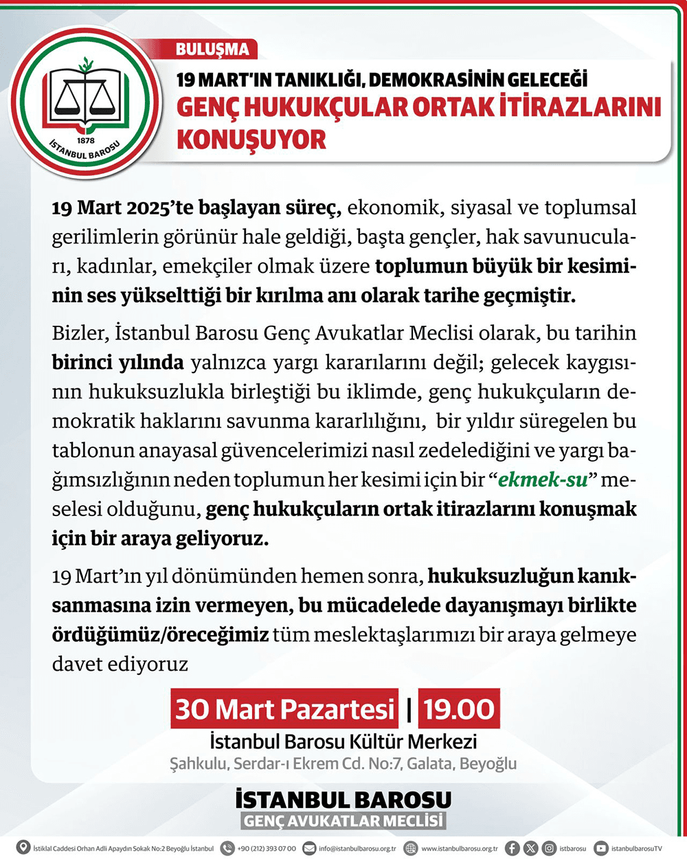 Genç Hukukçular Ortak İtirazlarını Konuşuyor