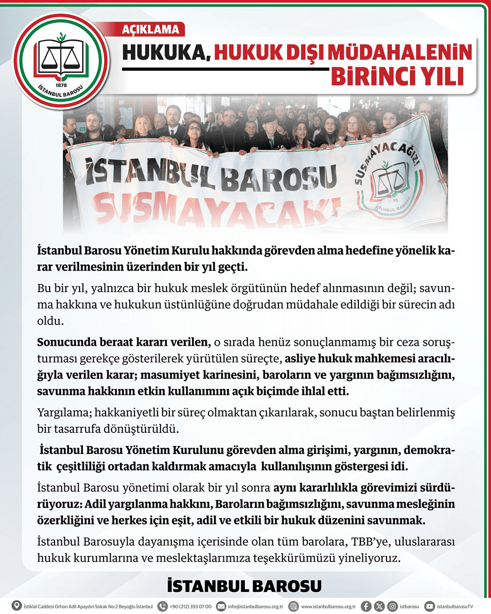 Hukuka, Hukuk Dışı Müdahalenin Birinci Yılı