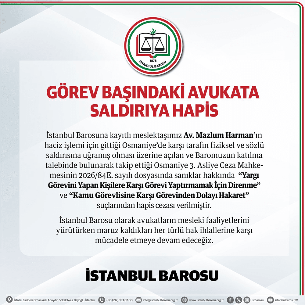 Görev Başındaki Avukata Saldırıya Hapis