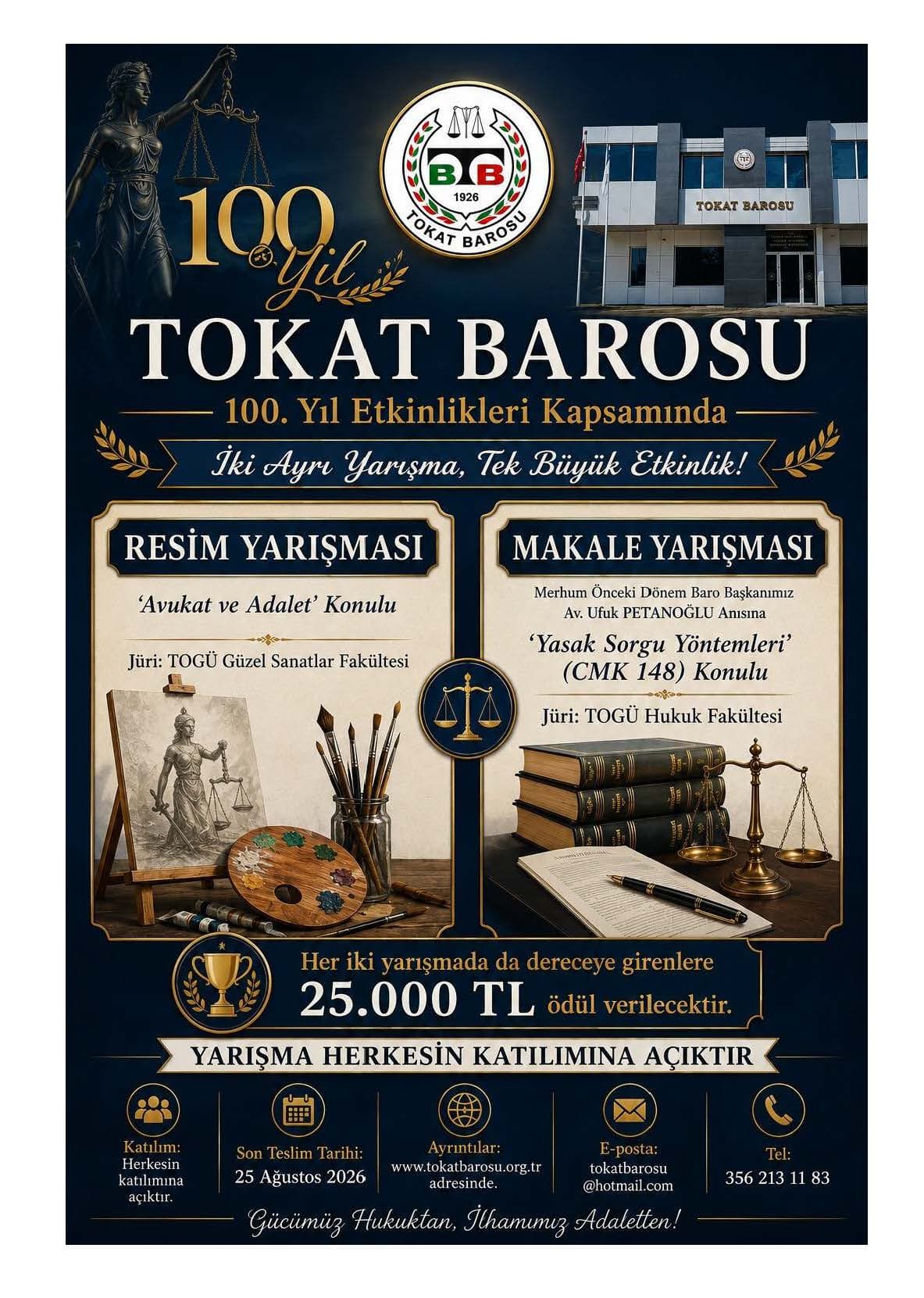TOKAT BAROSU 100. YIL ETKİNLİKLERİ KAPSAMINDA MAKALE VE RESİM YARIŞMASI