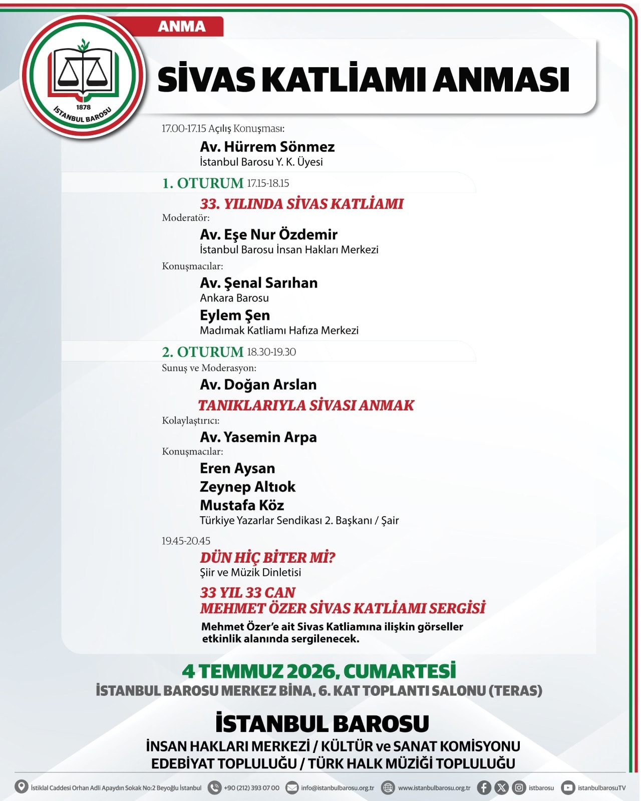 SİVAS KATLİAMI ANMASI
