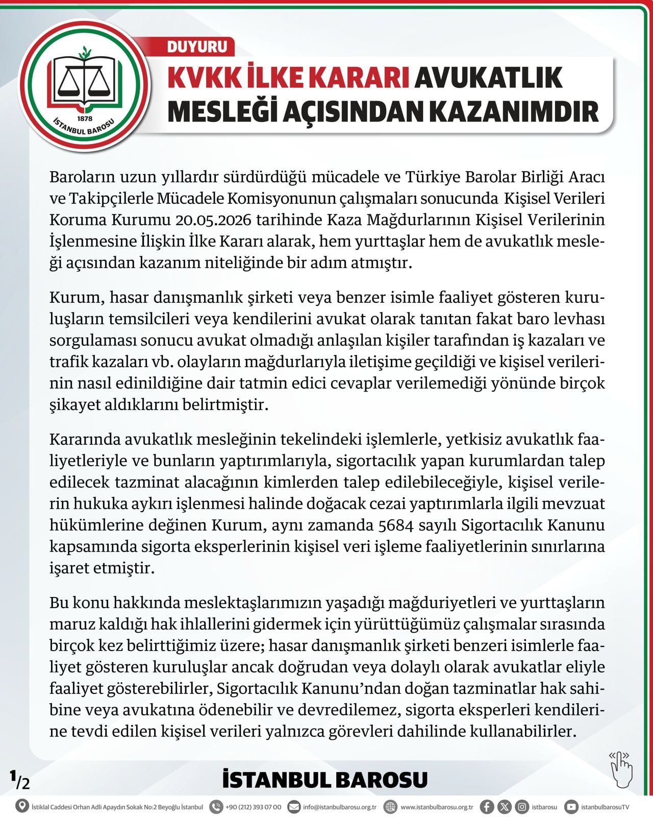 KVKK İLKE KARARI AVUKATLIK MESLEĞİ AÇISINDAN KAZANIMDIR - 1