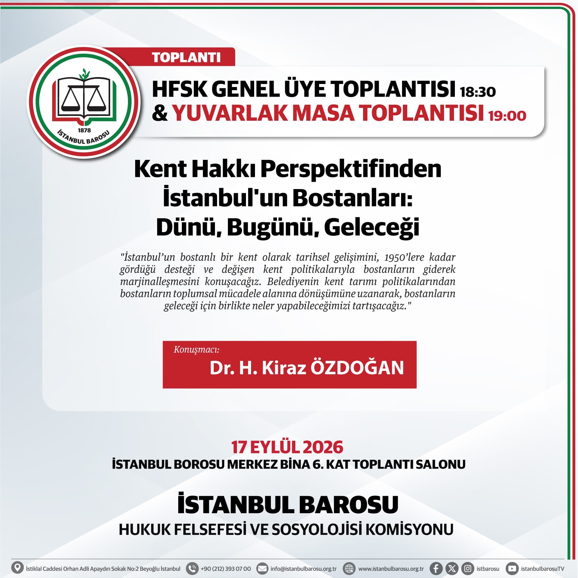 KENT HAKKI PERSPEKTİFİNDEN İSTANBUL'UN BOSTANLARI: DÜNÜ, BUGÜNÜ, GELECEĞİ