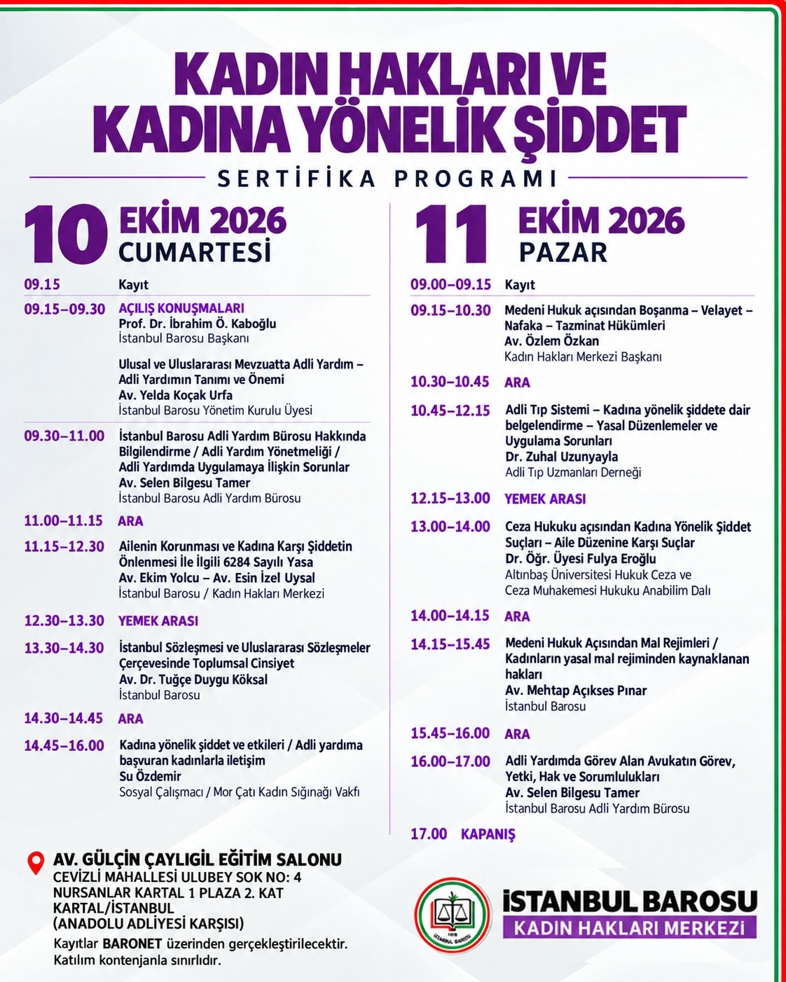 KADIN HAKLARI VE KADINA YÖNELİK ŞİDDET KONULU SERTİFİKA PROGRAMI