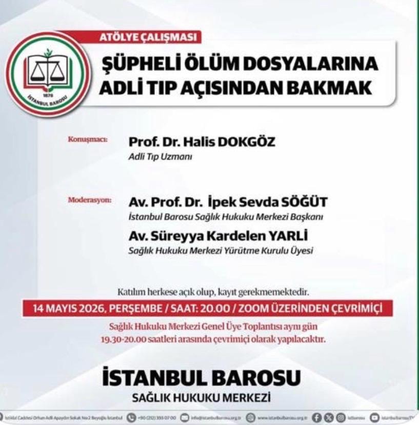 Atölye Çalışması: Şüpheli Ölüm Dosyalarına Adli Tıp Açısından Bakmak