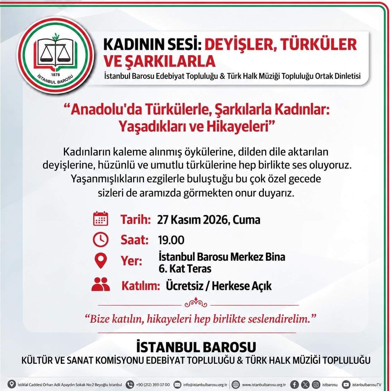 KADININ SESİ: DEYİŞLER, TÜRKÜLER VE ŞARKILARLA