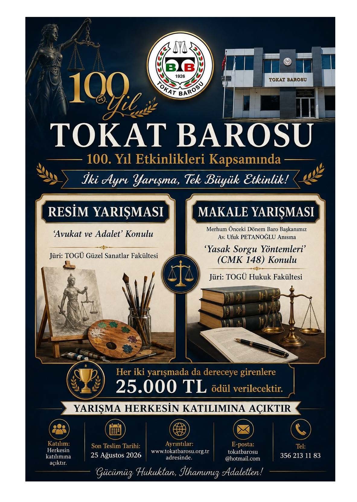 TOKAT BAROSU 100. YIL ETKİNLİKLERİ KAPSAMINDA MAKALE VE RESİM YARIŞMASI