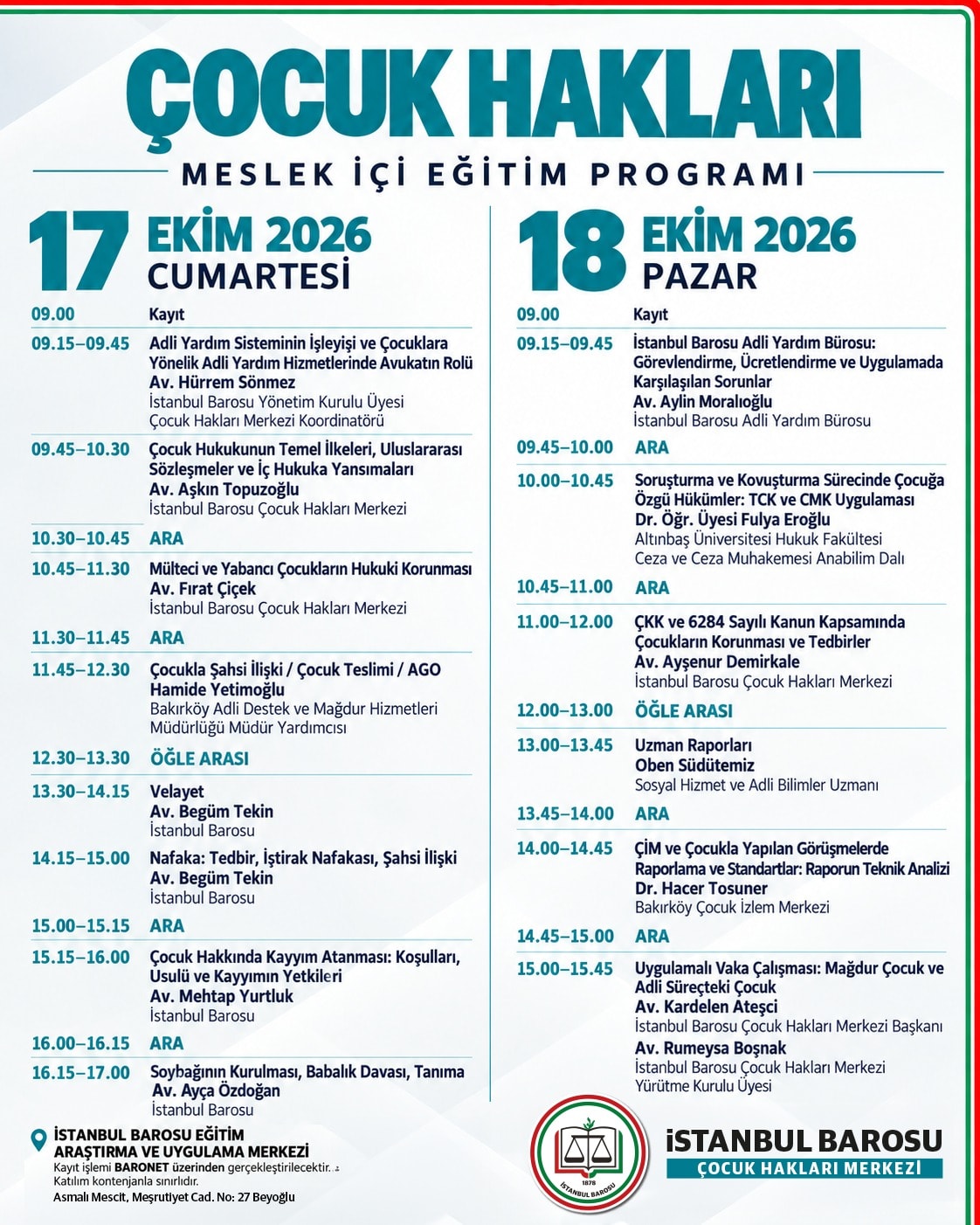 ÇOCUK HAKLARI MESLEK İÇİ EĞİTİM PROGRAMI